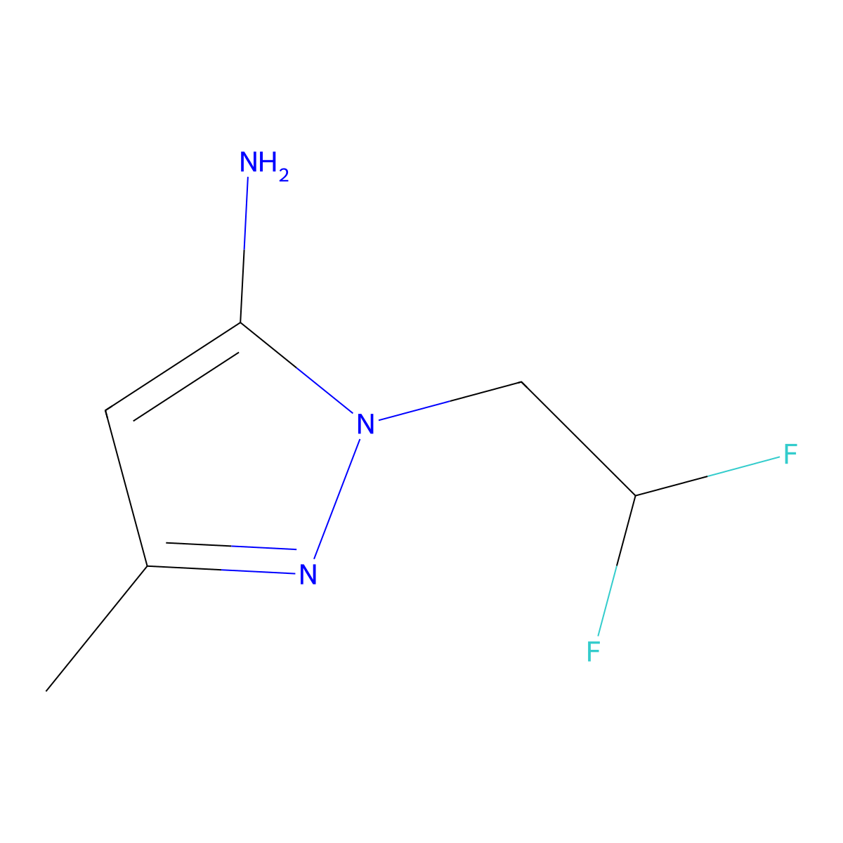 1-(2,2-difluoroethyl)-3-methyl-1H-pyrazol-5-amine molecular structure, CAS 1172884-50-2