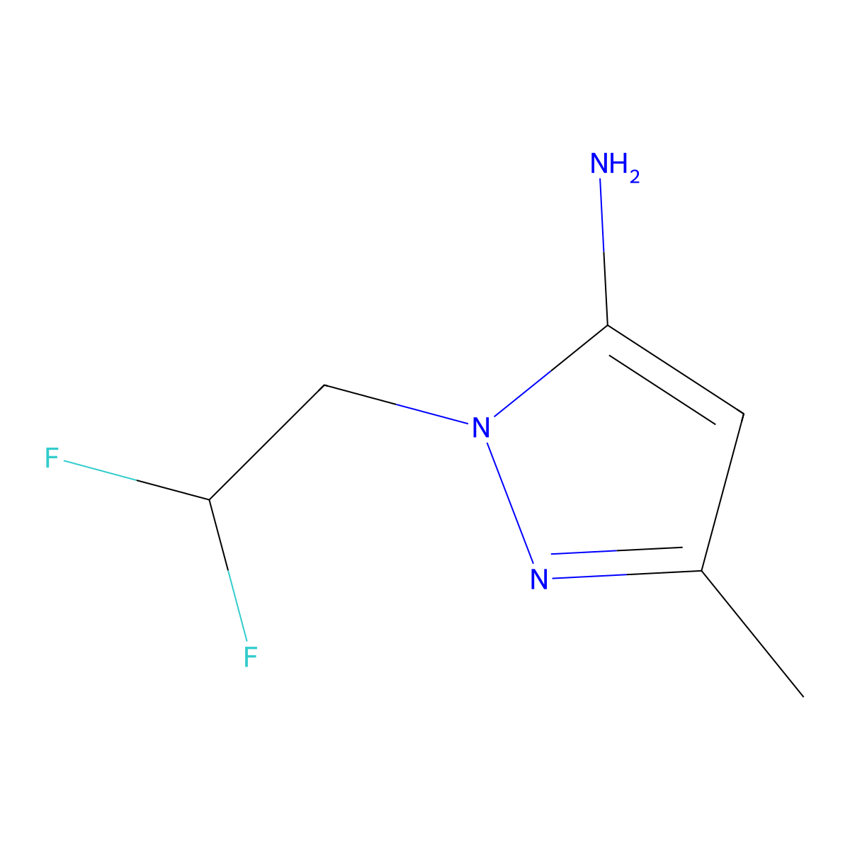 1-(2,2-difluoroethyl)-3-methyl-1H-pyrazol-5-amine molecular structure, CAS 1172884-50-2