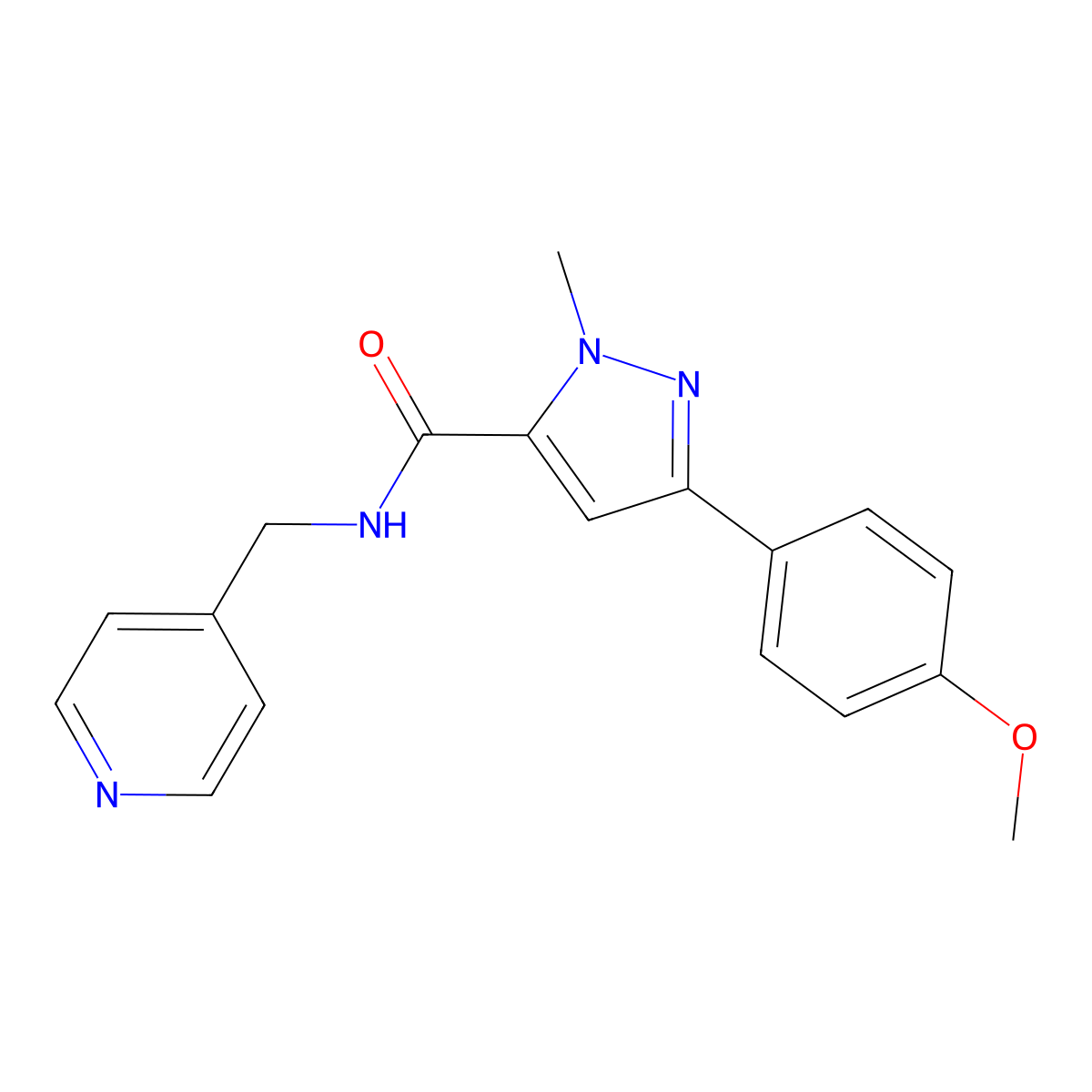 3-(4-methoxyphenyl)-1-methyl-N-(4-pyridylmethyl)-1H-pyrazole-5-carboxamide molecular structure, CAS 1172885-19-6