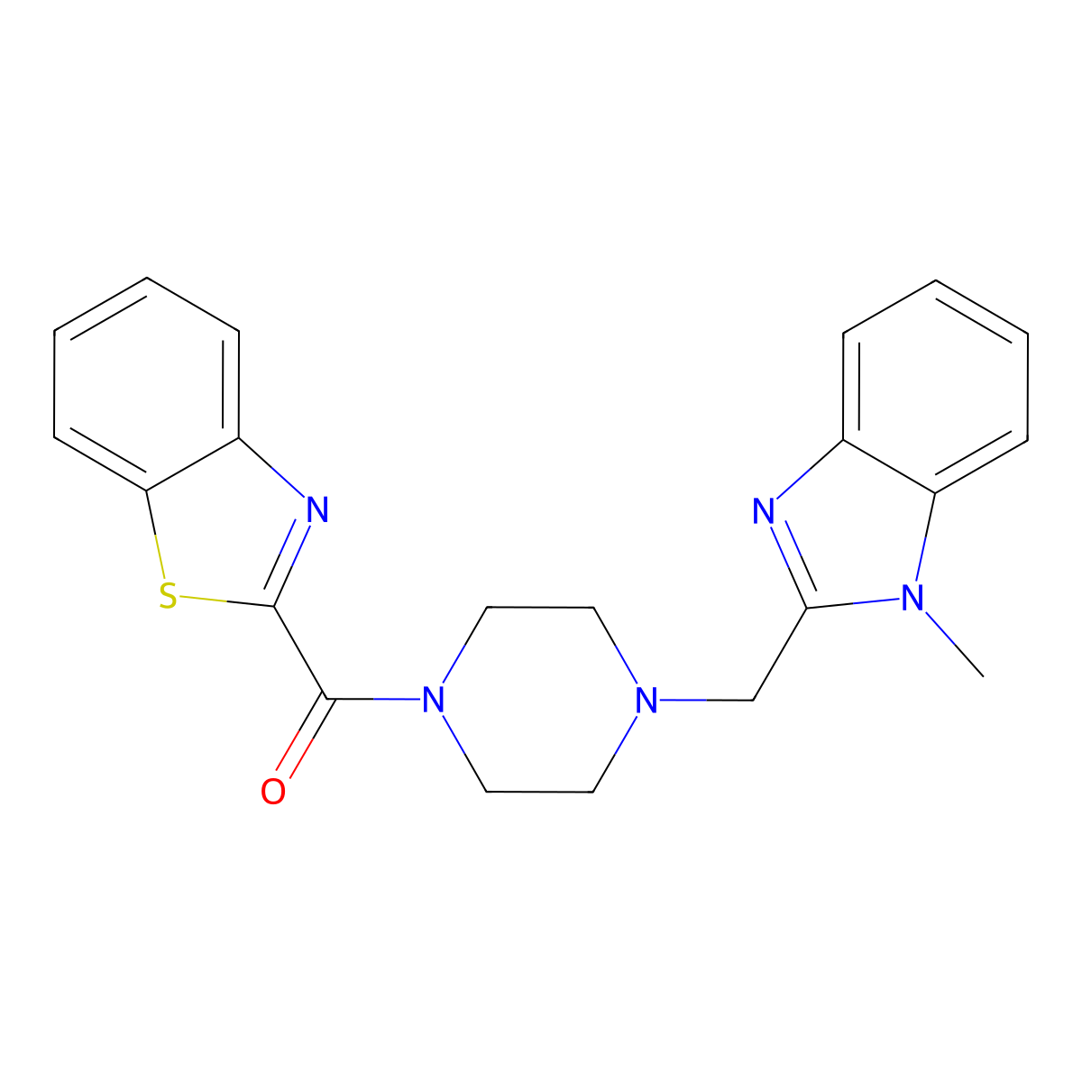 benzo[d]thiazol-2-yl(4-((1-methyl-1H-benzo[d]imidazol-2-yl)methyl)piperazin-1-yl)methanone molecular structure, CAS 1172887-37-4