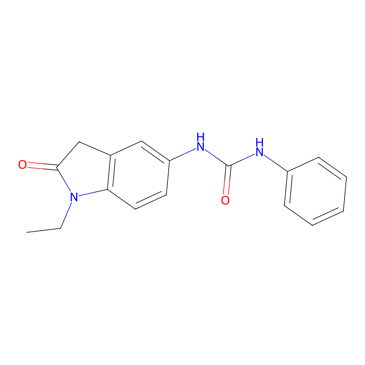 1-(1-Ethyl-2-oxoindolin-5-yl)-3-phenylurea molecular structure, CAS 1172889-54-1