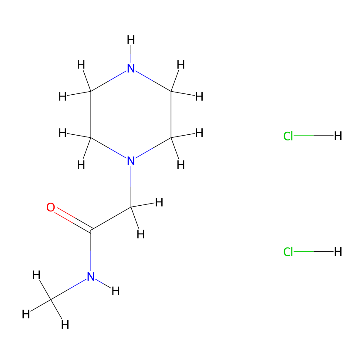N-methyl-2-(piperazin-1-yl)acetamide dihydrochloride molecular structure, CAS 1172890-30-0