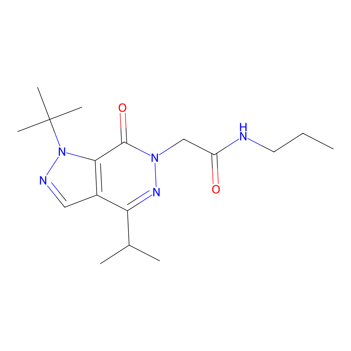 2-(1-(tert-butyl)-4-isopropyl-7-oxo-1H-pyrazolo[3,4-d]pyridazin-6(7H)-yl)-N-propylacetamide molecular structure, CAS 1172892-15-7
