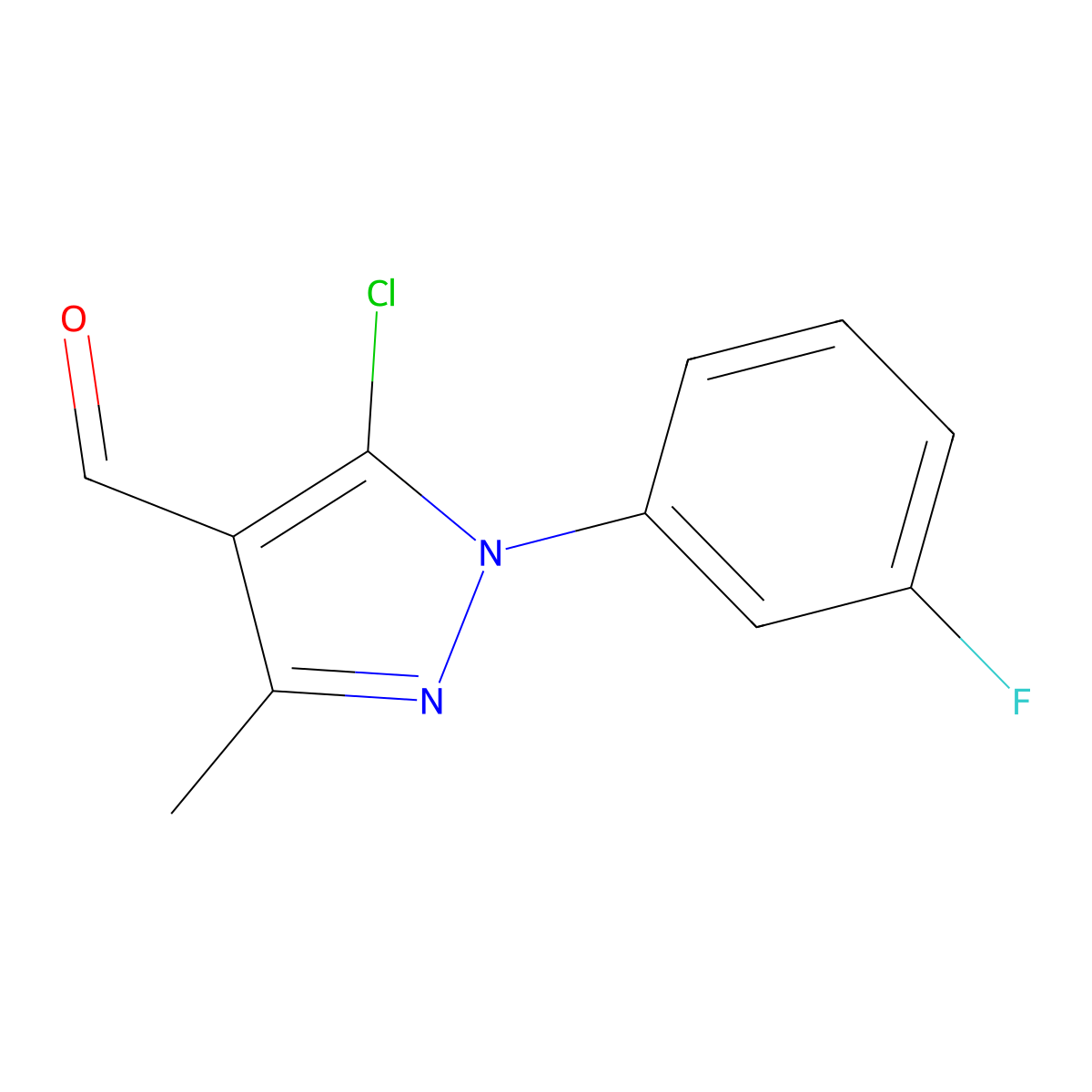 5-Chloro-1-(3-fluorophenyl)-3-methyl-1H-pyrazole-4-carbaldehyde molecular structure, CAS 1172895-27-0