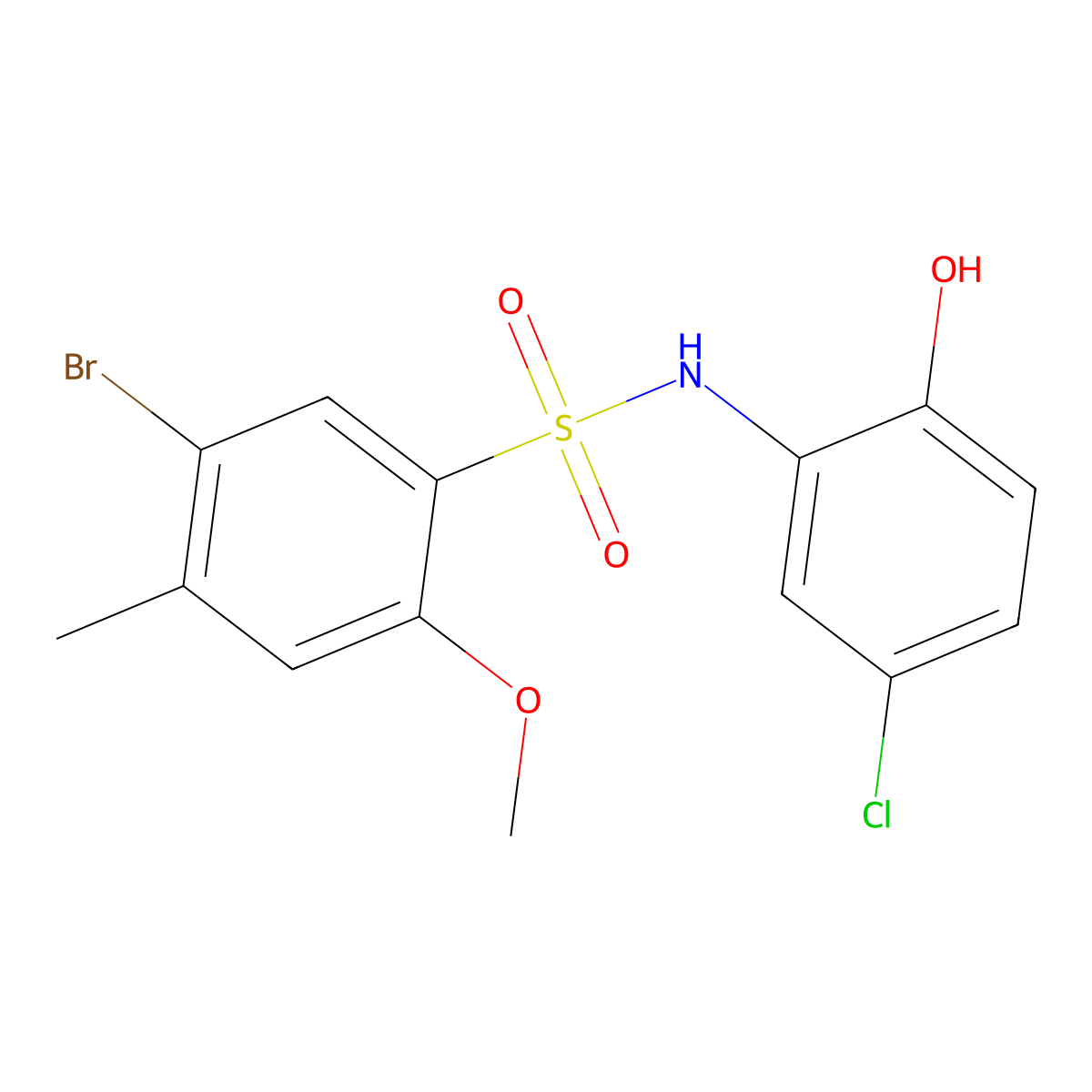 5-bromo-N-(5-chloro-2-hydroxyphenyl)-2-methoxy-4-methylbenzene-1-sulfonamide molecular structure, CAS 1172897-00-5