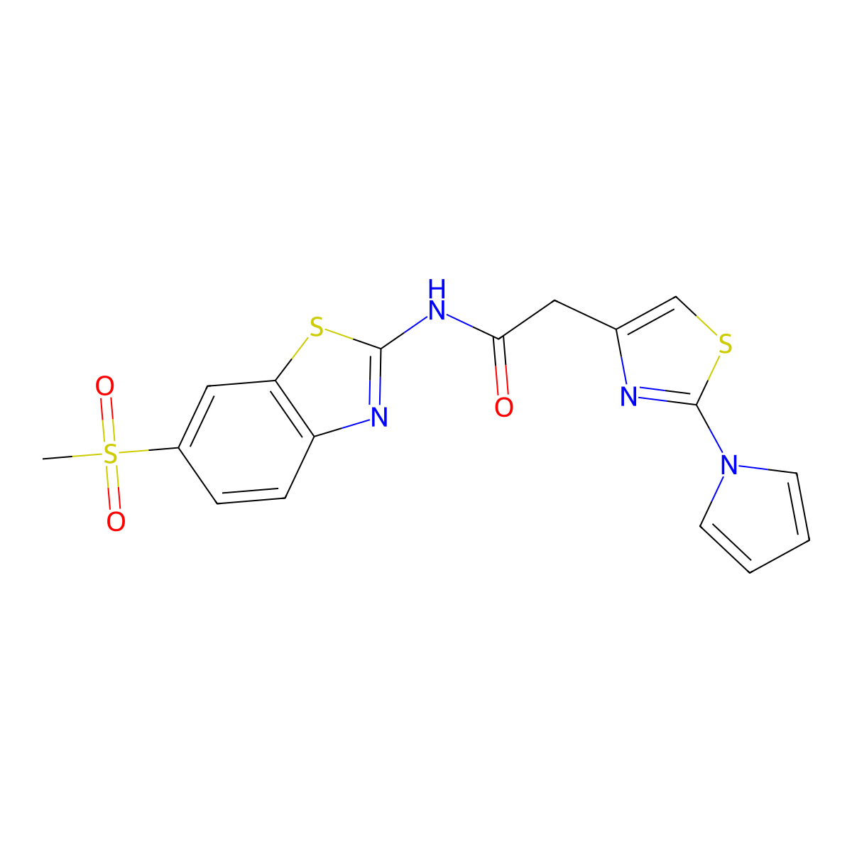 2-(2-(1H-pyrrol-1-yl)thiazol-4-yl)-N-(6-(methylsulfonyl)benzo[d]thiazol-2-yl)acetamide molecular structure, CAS 1172898-04-2