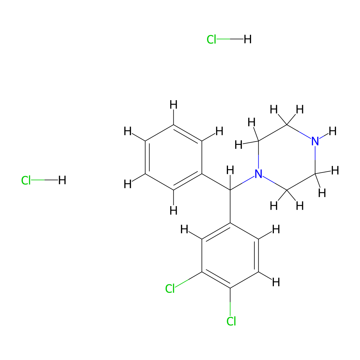 1-((3,4-Dichlorophenyl)(phenyl)methyl)piperazine dihydrochloride molecular structure, CAS 1172899-01-2