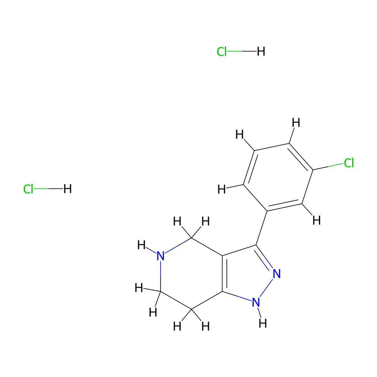 3-(3-Chlorophenyl)-4,5,6,7-tetrahydro-2H-pyrazolo[4,3-c]pyridine dihydrochloride molecular structure, CAS 1172900-86-5