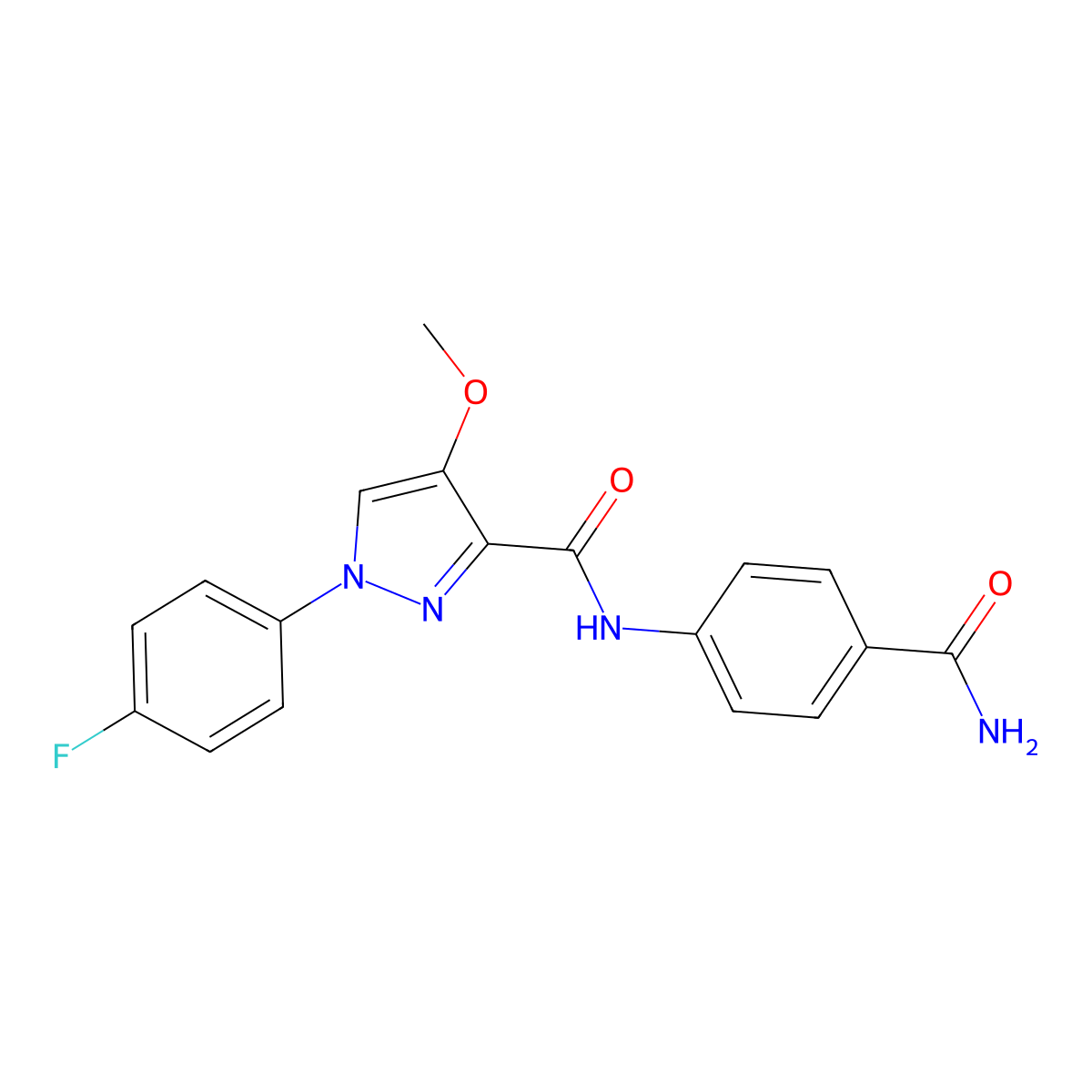 N-(4-carbamoylphenyl)-1-(4-fluorophenyl)-4-methoxy-1H-pyrazole-3-carboxamide molecular structure, CAS 1172901-97-1