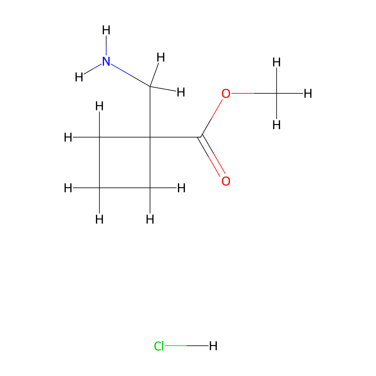 Methyl 1-(aminomethyl)cyclobutane-1-carboxylate hydrochloride molecular structure, CAS 1172902-07-6