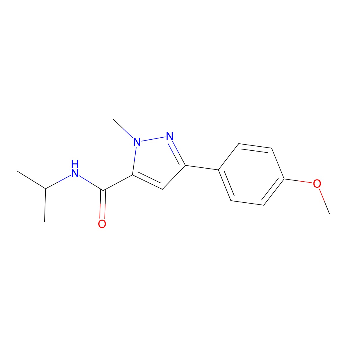 N-isopropyl-3-(4-methoxyphenyl)-1-methyl-1H-pyrazole-5-carboxamide molecular structure, CAS 1172902-11-2