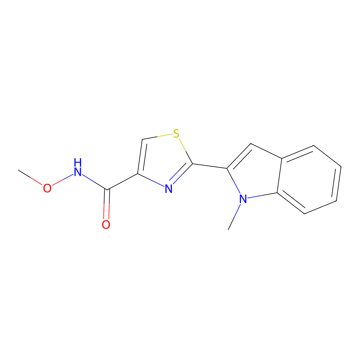N-methoxy-2-(1-methyl-1H-indol-2-yl)thiazole-4-carboxamide molecular structure, CAS 1172905-26-8