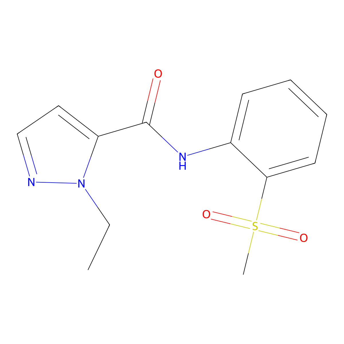 1-ethyl-N-(2-methanesulfonylphenyl)-1H-pyrazole-5-carboxamide molecular structure, CAS 1172909-12-4