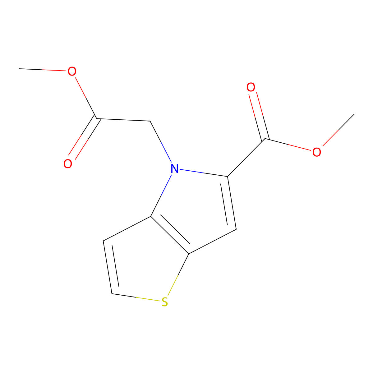 Methyl 4-(2-methoxy-2-oxoethyl)-4H-thieno[3,2-b]pyrrole-5-carboxylate molecular structure, CAS 1172909-94-2