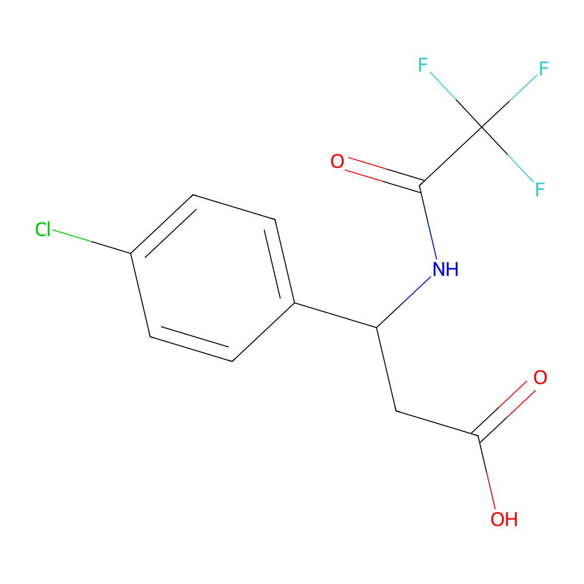 3-(4-Chlorophenyl)-3-(2,2,2-trifluoroacetamido)propanoic acid molecular structure, CAS 117291-25-5
