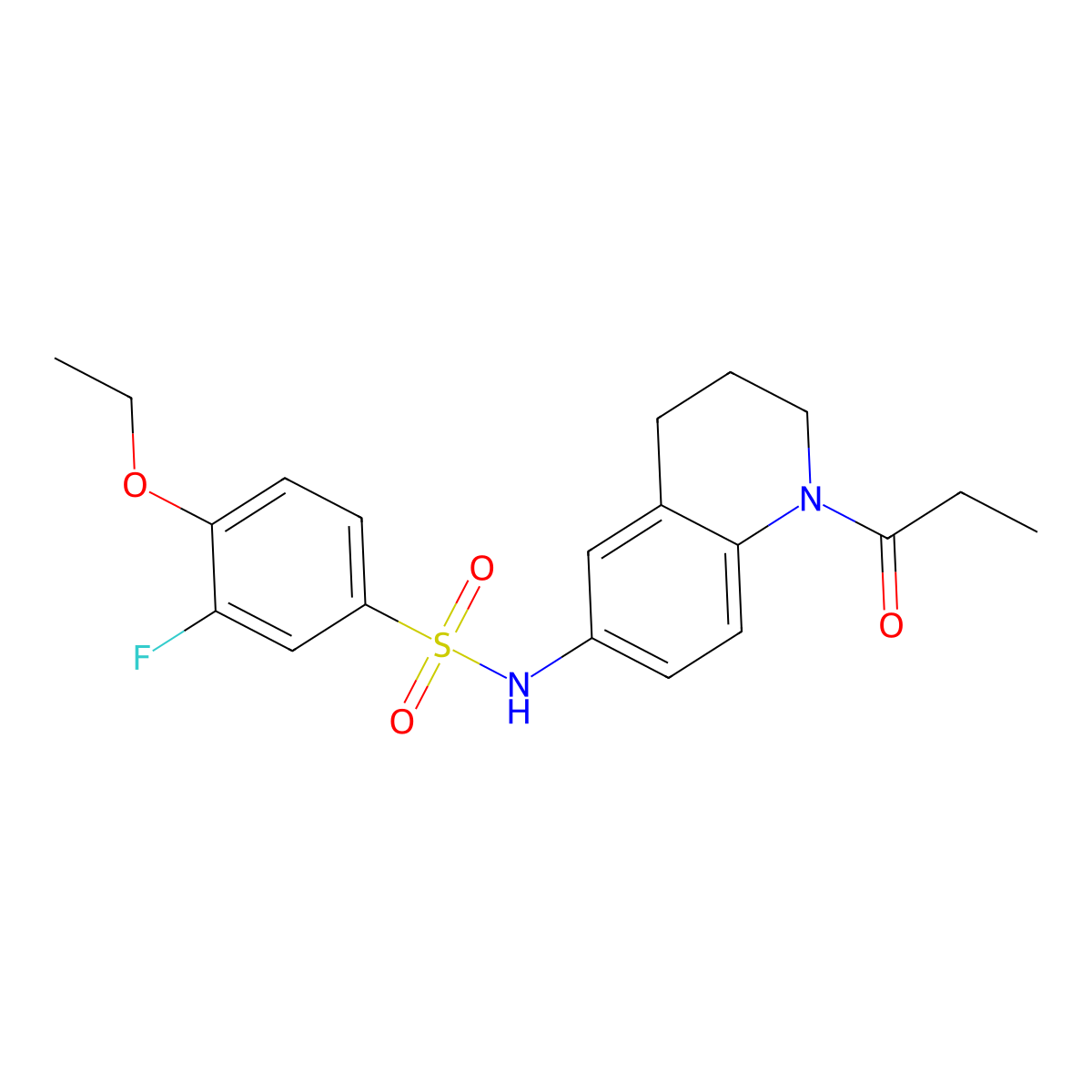 4-ethoxy-3-fluoro-N-(1-propionyl-1,2,3,4-tetrahydroquinolin-6-yl)benzenesulfonamide molecular structure, CAS 1172910-60-9