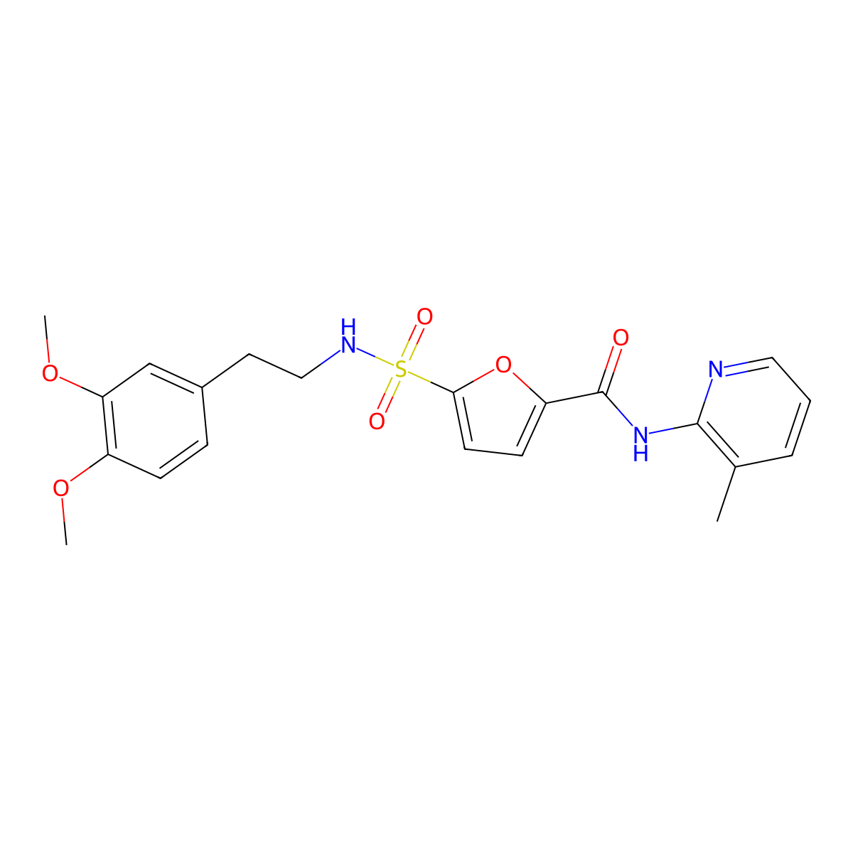 5-(N-(3,4-dimethoxyphenethyl)sulfamoyl)-N-(3-methylpyridin-2-yl)furan-2-carboxamide molecular structure, CAS 1172910-71-2
