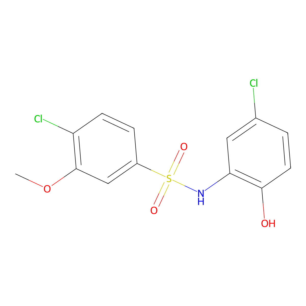 4-chloro-N-(5-chloro-2-hydroxyphenyl)-3-methoxybenzene-1-sulfonamide molecular structure, CAS 1172913-35-7