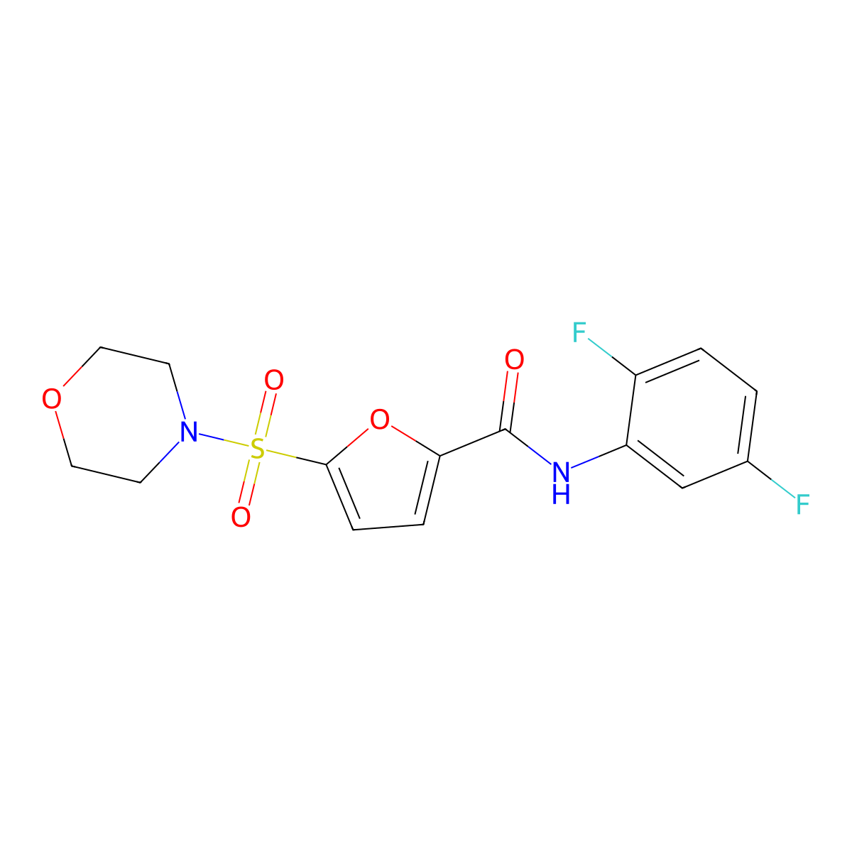 N-(2,5-difluorophenyl)-5-(morpholinosulfonyl)furan-2-carboxamide molecular structure, CAS 1172913-57-3