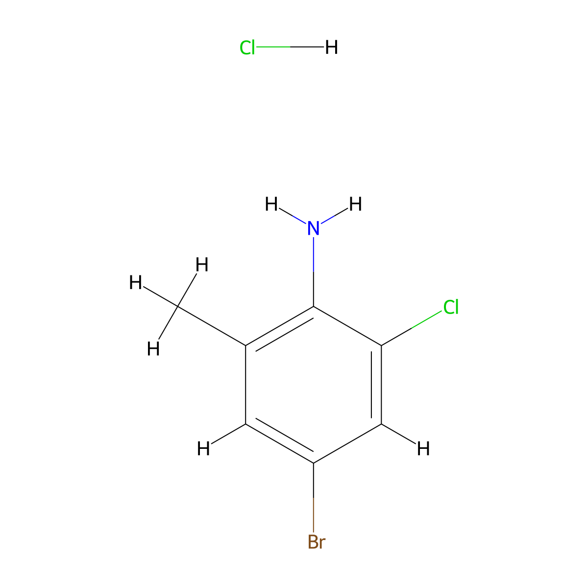 4-Bromo-2-chloro-6-methylaniline hydrochloride molecular structure, CAS 1172914-08-7