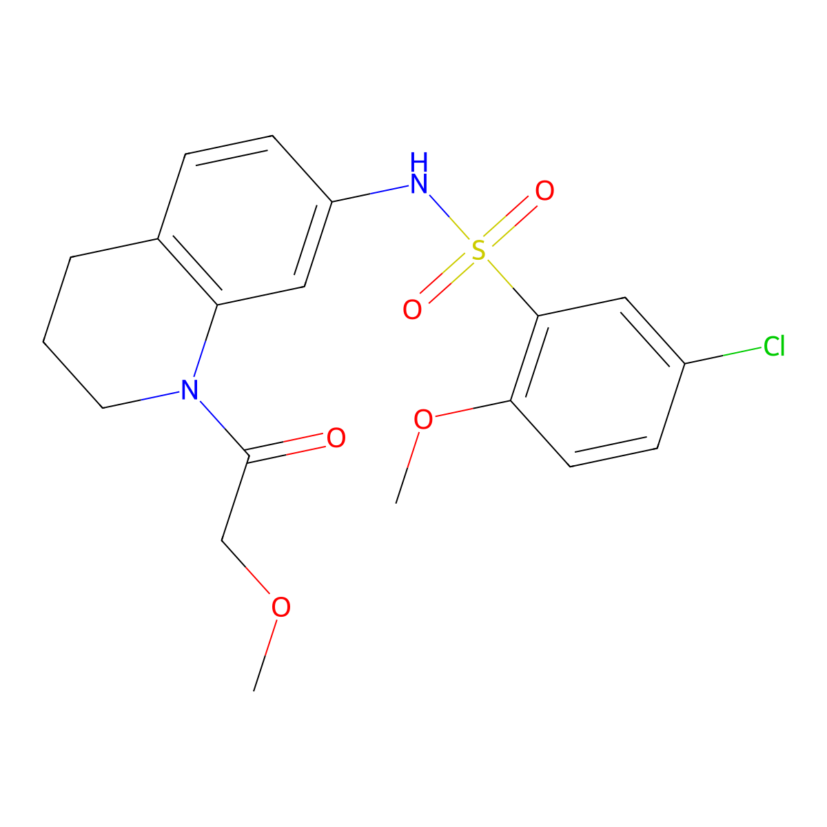 5-chloro-2-methoxy-N-[1-(2-methoxyacetyl)-1,2,3,4-tetrahydroquinolin-7-yl]benzene-1-sulfonamide molecular structure, CAS 1172914-72-5