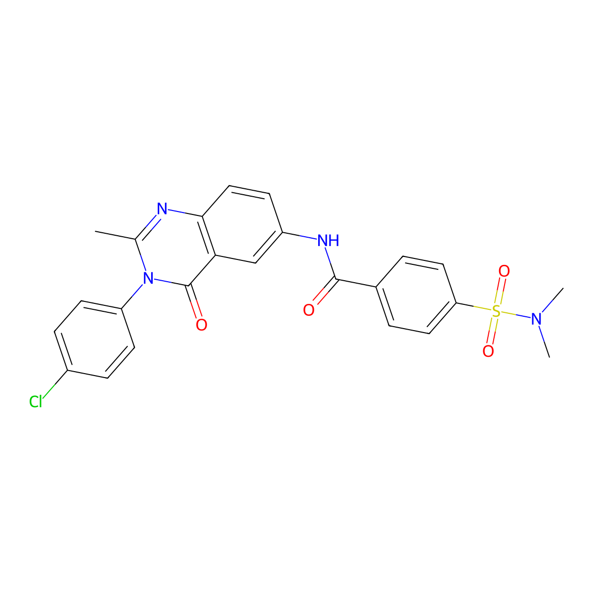 N-(3-(4-chlorophenyl)-2-methyl-4-oxo-3,4-dihydroquinazolin-6-yl)-4-(N,N-dimethylsulfamoyl)benzamide molecular structure, CAS 1172918-45-4