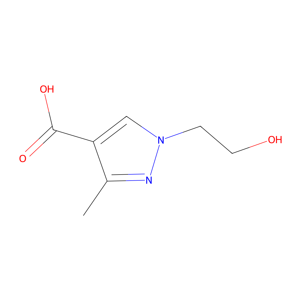 1-(2-hydroxyethyl)-3-methyl-1H-pyrazole-4-carboxylic acid molecular structure, CAS 1172918-85-2