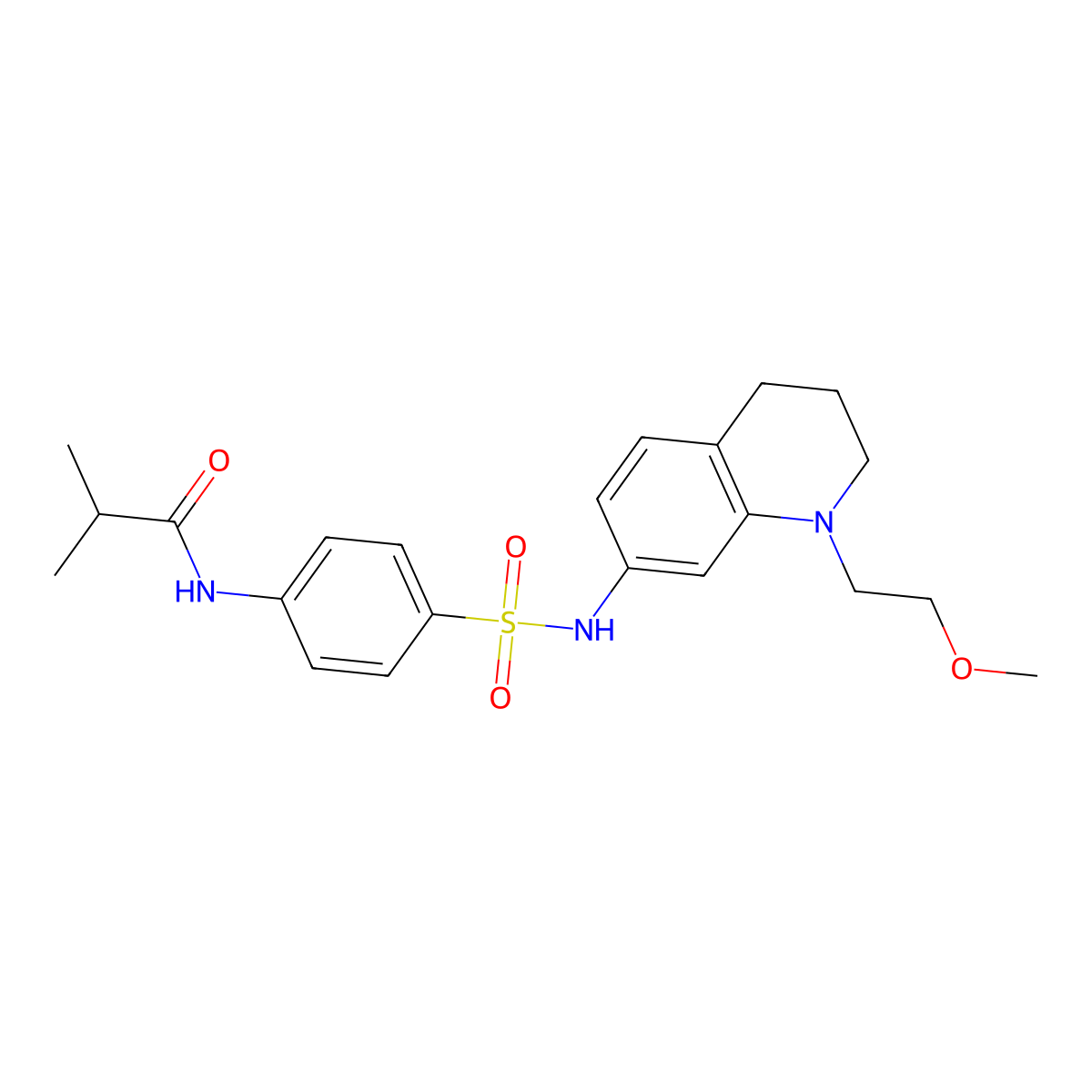 N-(4-(N-(1-(2-methoxyethyl)-1,2,3,4-tetrahydroquinolin-7-yl)sulfamoyl)phenyl)isobutyramide molecular structure, CAS 1172919-06-0