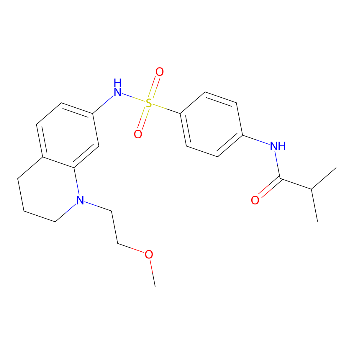 N-(4-(N-(1-(2-methoxyethyl)-1,2,3,4-tetrahydroquinolin-7-yl)sulfamoyl)phenyl)isobutyramide molecular structure, CAS 1172919-06-0