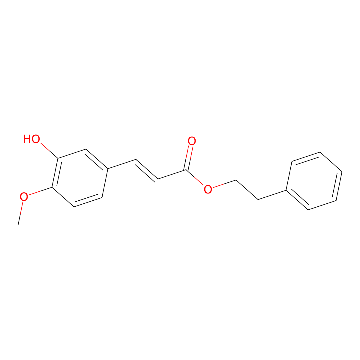 (E)-Phenethyl 3-(3-hydroxy-4-methoxyphenyl)acrylate molecular structure, CAS 117292-80-5