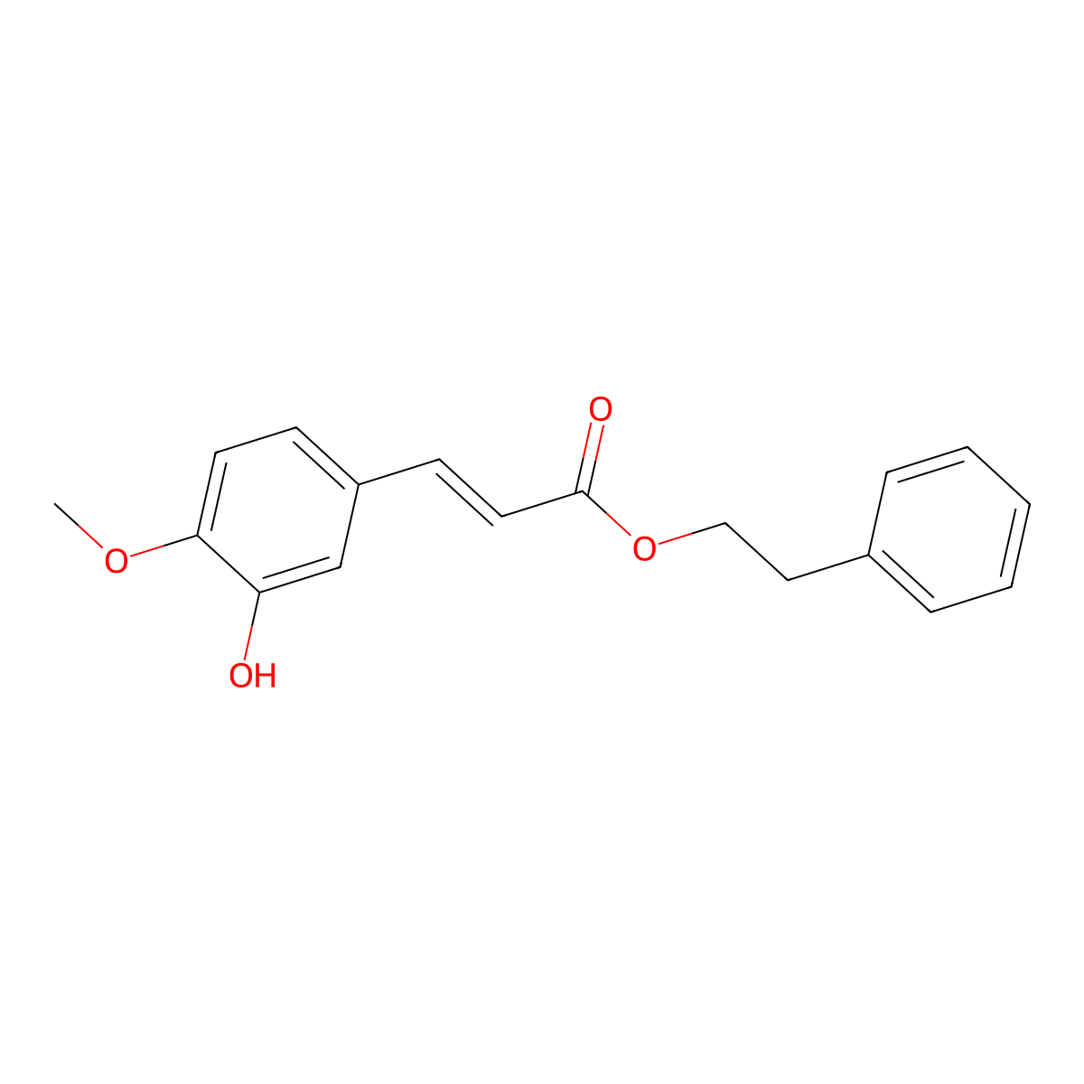 (E)-Phenethyl 3-(3-hydroxy-4-methoxyphenyl)acrylate molecular structure, CAS 117292-80-5