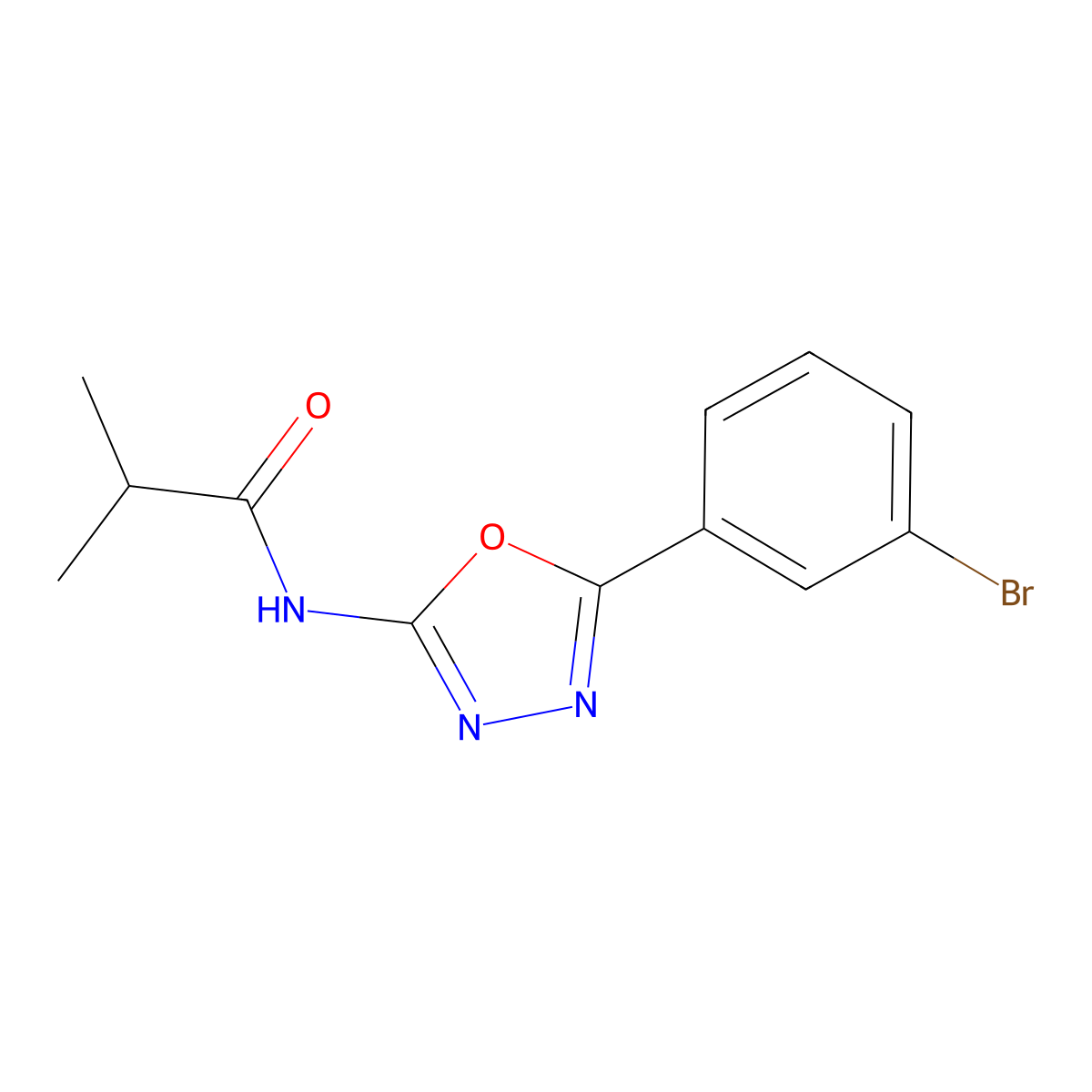 N-(5-(3-bromophenyl)-1,3,4-oxadiazol-2-yl)isobutyramide molecular structure, CAS 1172921-58-2