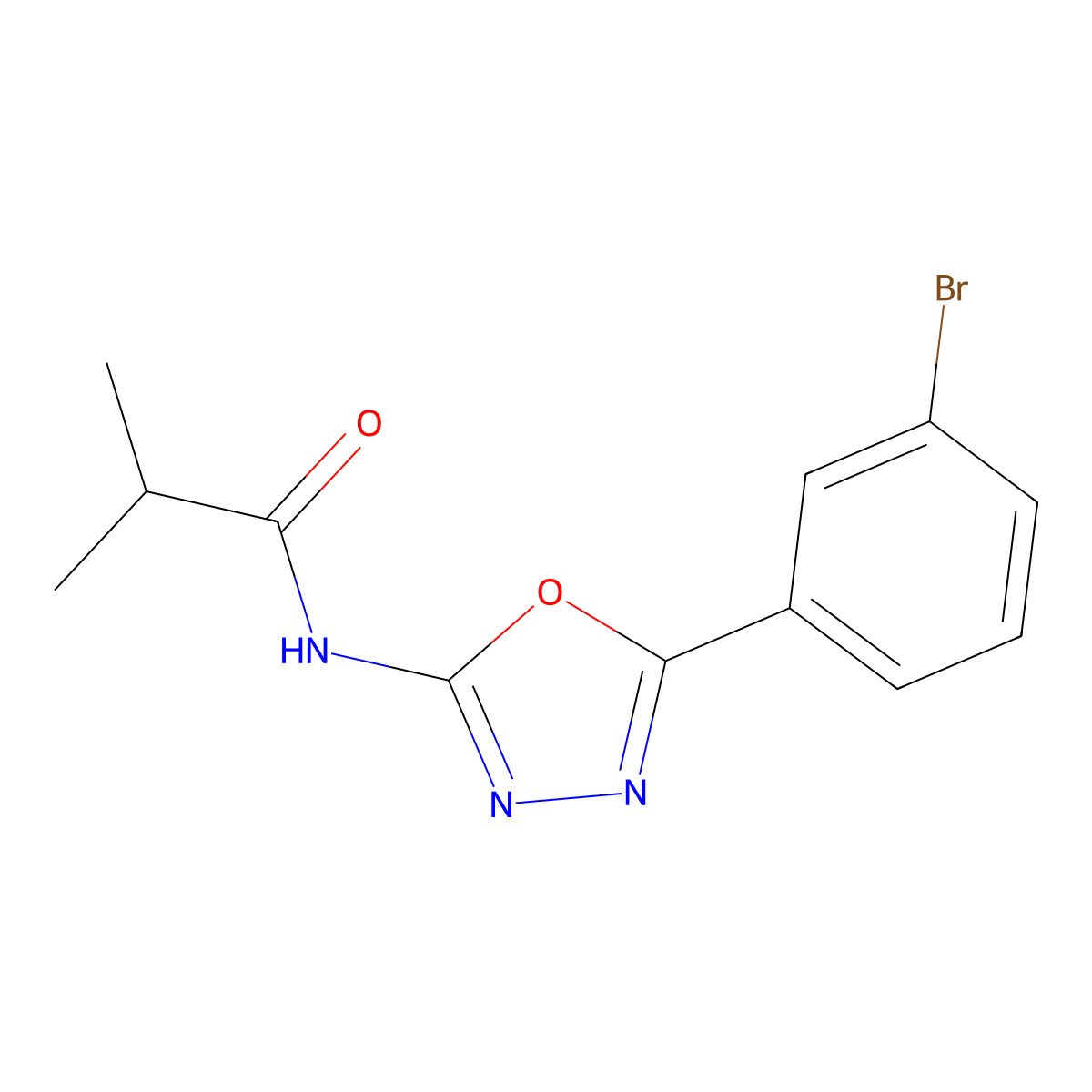 N-(5-(3-bromophenyl)-1,3,4-oxadiazol-2-yl)isobutyramide molecular structure, CAS 1172921-58-2