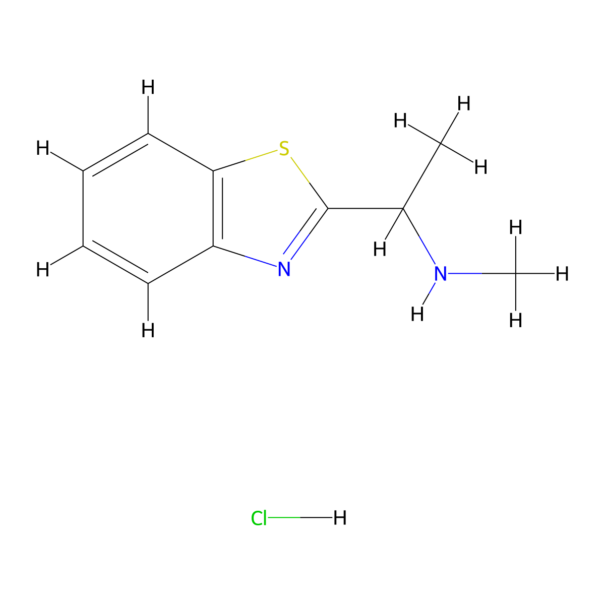 [1-(1,3-Benzothiazol-2-yl)ethyl](methyl)amine hydrochloride molecular structure, CAS 1172922-15-4