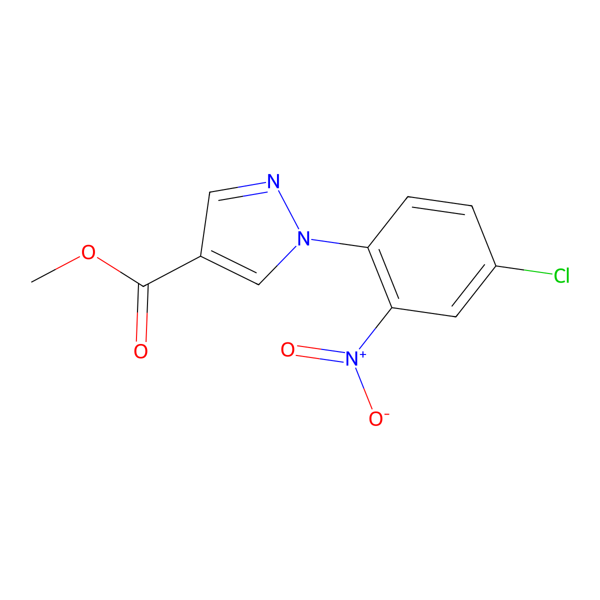 methyl 1-(4-chloro-2-nitrophenyl)-1H-pyrazole-4-carboxylate molecular structure, CAS 1172922-82-5