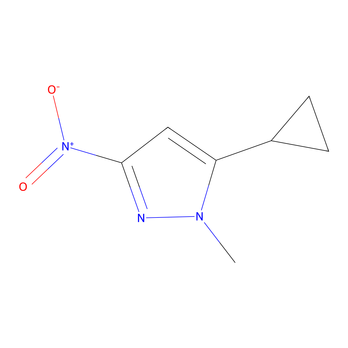 5-cyclopropyl-1-methyl-3-nitro-1H-pyrazole molecular structure, CAS 1172923-30-6