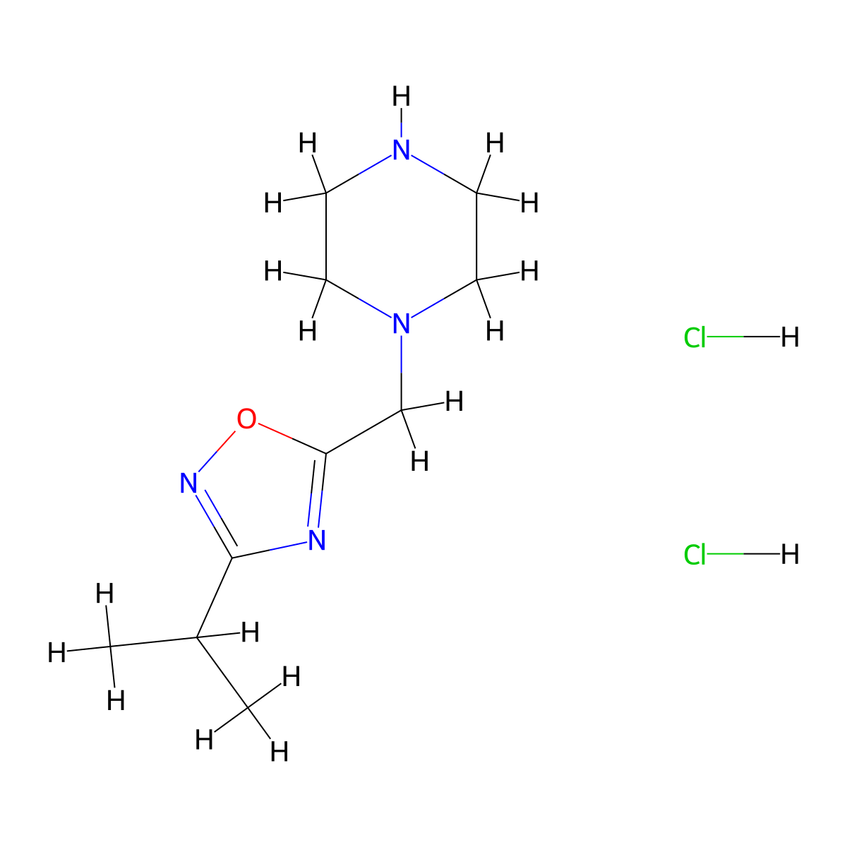 1-((3-(Propan-2-yl)-1,2,4-oxadiazol-5-yl)methyl)piperazine dihydrochloride molecular structure, CAS 1172924-80-9