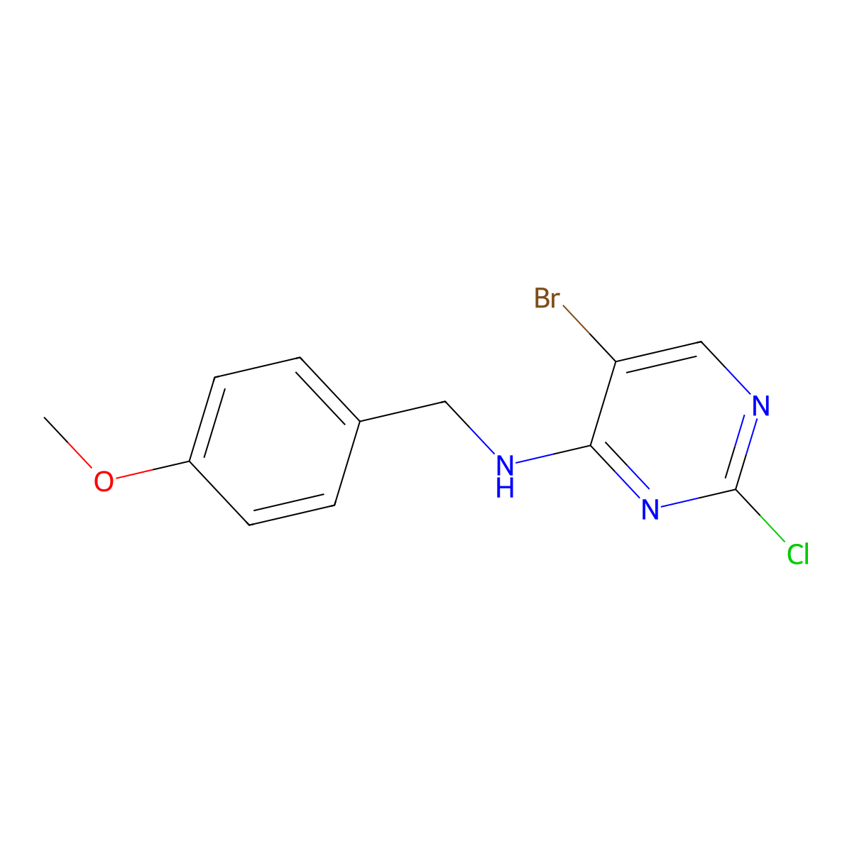 5-Bromo-2-chloro-N-(4-methoxybenzyl)pyrimidin-4-amine molecular structure, CAS 1172925-32-4
