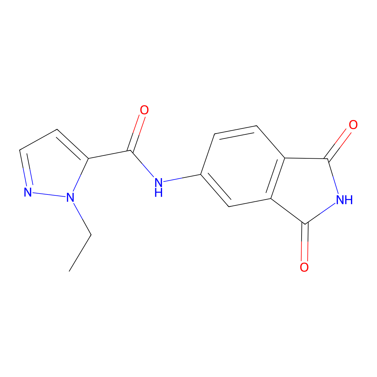 N-(1,3-dioxo-2,3-dihydro-1H-isoindol-5-yl)-1-ethyl-1H-pyrazole-5-carboxamide molecular structure, CAS 1172925-51-7