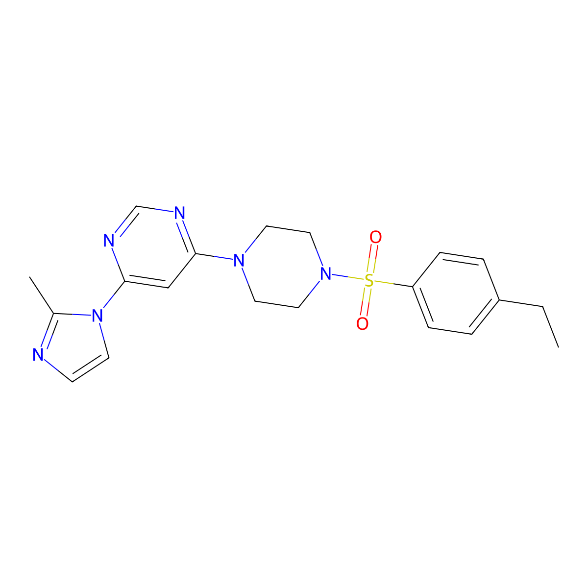 4-(4-((4-ethylphenyl)sulfonyl)piperazin-1-yl)-6-(2-methyl-1H-imidazol-1-yl)pyrimidine molecular structure, CAS 1172927-52-4