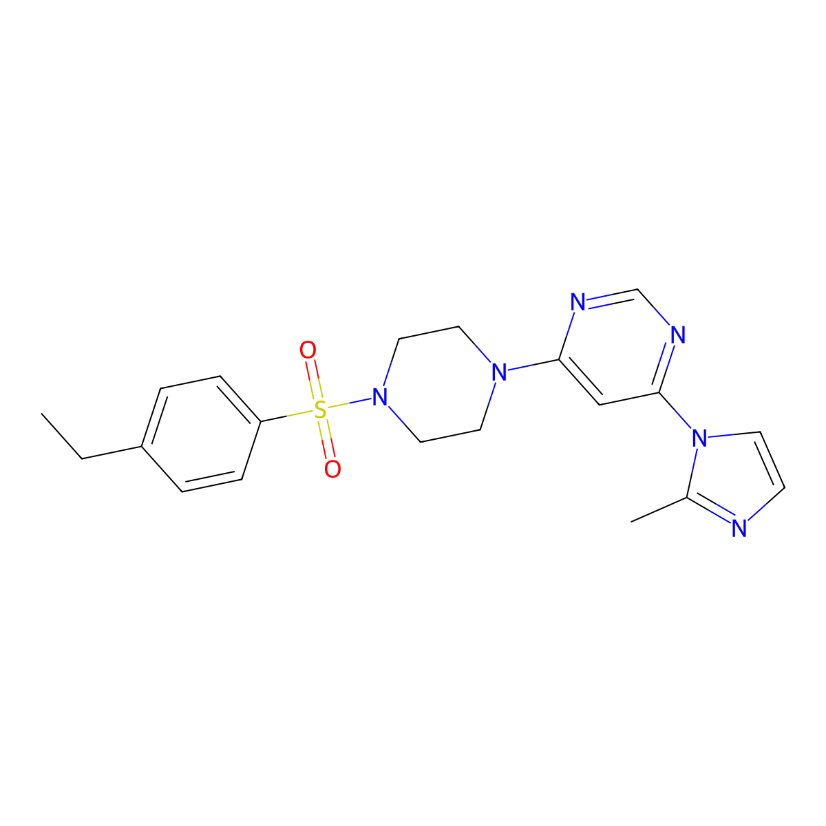 4-(4-((4-ethylphenyl)sulfonyl)piperazin-1-yl)-6-(2-methyl-1H-imidazol-1-yl)pyrimidine molecular structure, CAS 1172927-52-4