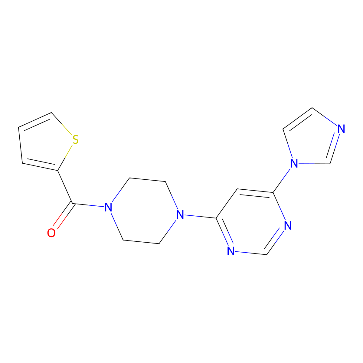 (4-(6-(1H-imidazol-1-yl)pyrimidin-4-yl)piperazin-1-yl)(thiophen-2-yl)methanone molecular structure, CAS 1172928-76-5