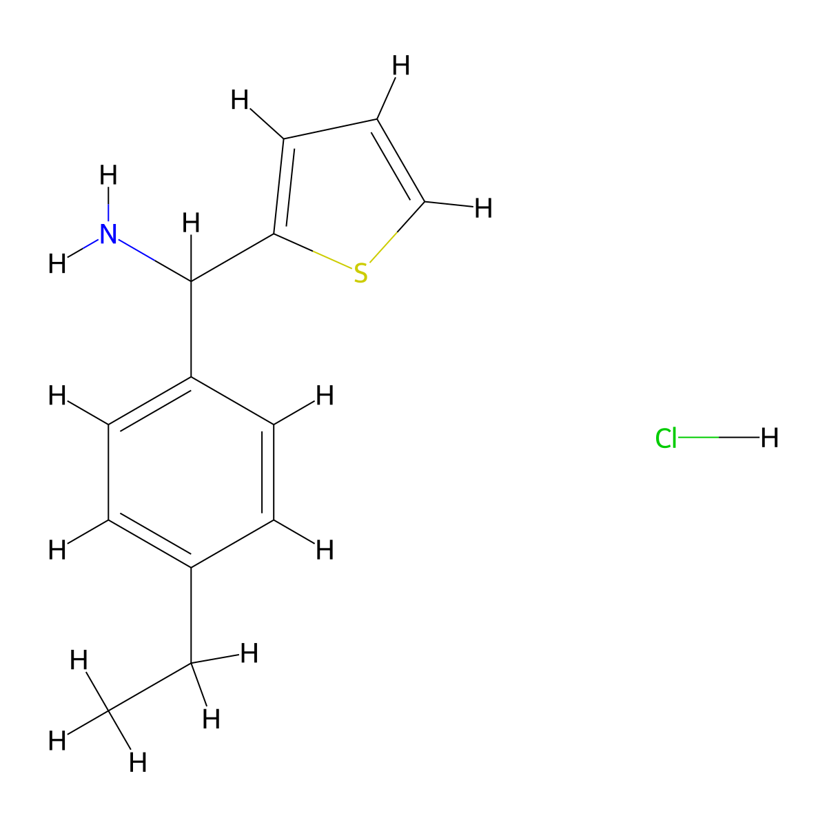 (4-Ethylphenyl)(thiophen-2-yl)methanamine hydrochloride molecular structure, CAS 1172929-94-0