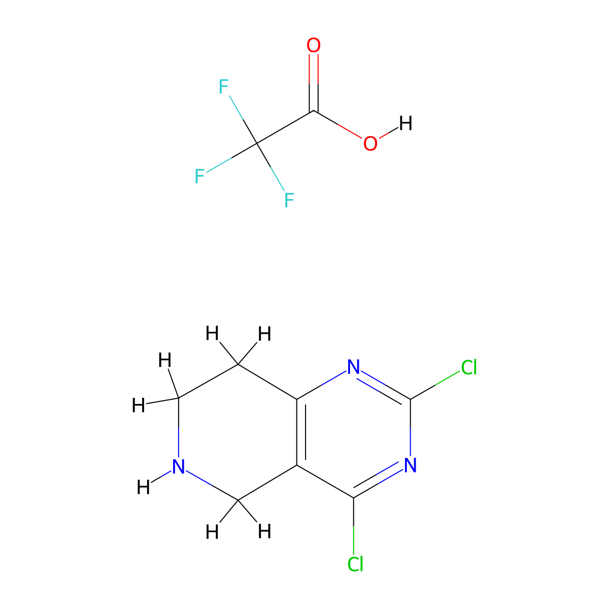 2,4-Dichloro-5,6,7,8-tetrahydropyrido[4,3-d]pyrimidine 2,2,2-trifluoroacetate molecular structure, CAS 1172930-59-4