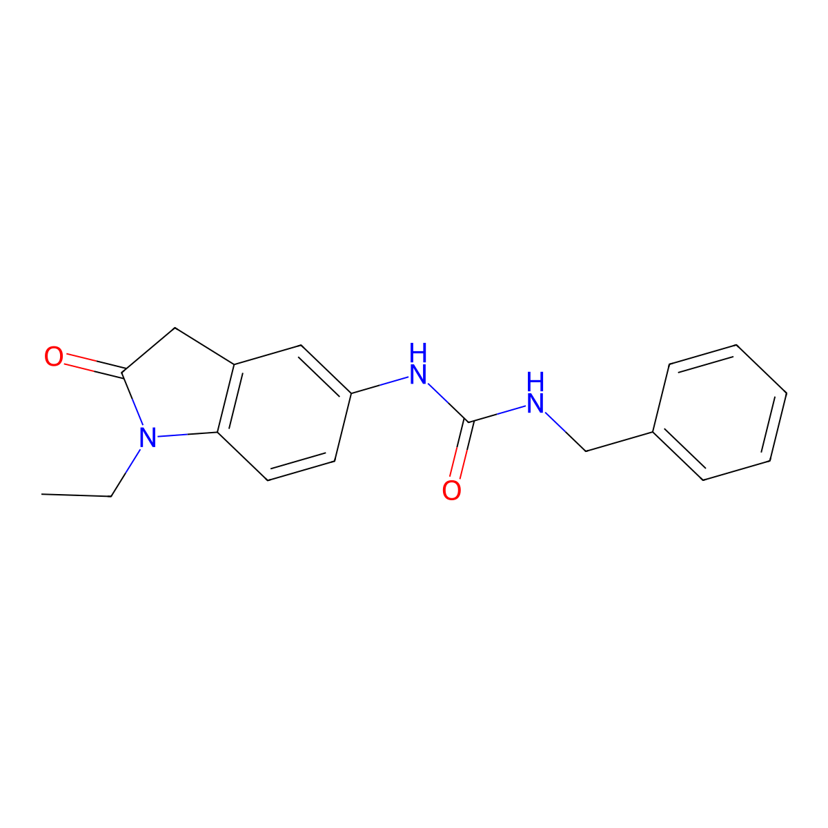 1-Benzyl-3-(1-ethyl-2-oxoindolin-5-yl)urea molecular structure, CAS 1172933-87-7