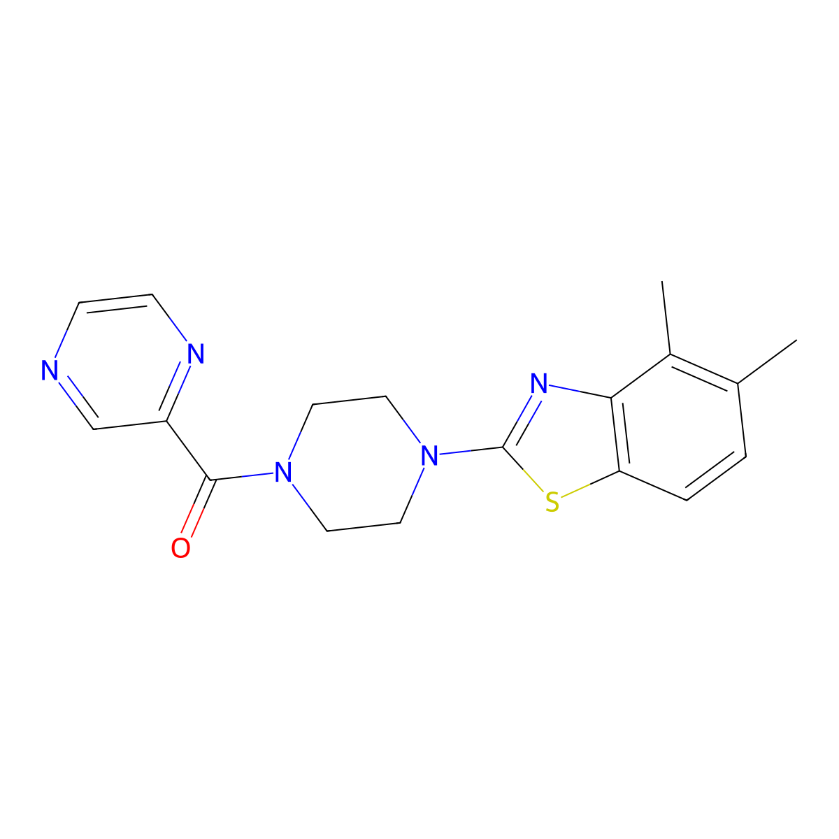 (4-(4,5-Dimethylbenzo[d]thiazol-2-yl)piperazin-1-yl)(pyrazin-2-yl)methanone molecular structure, CAS 1172934-08-5