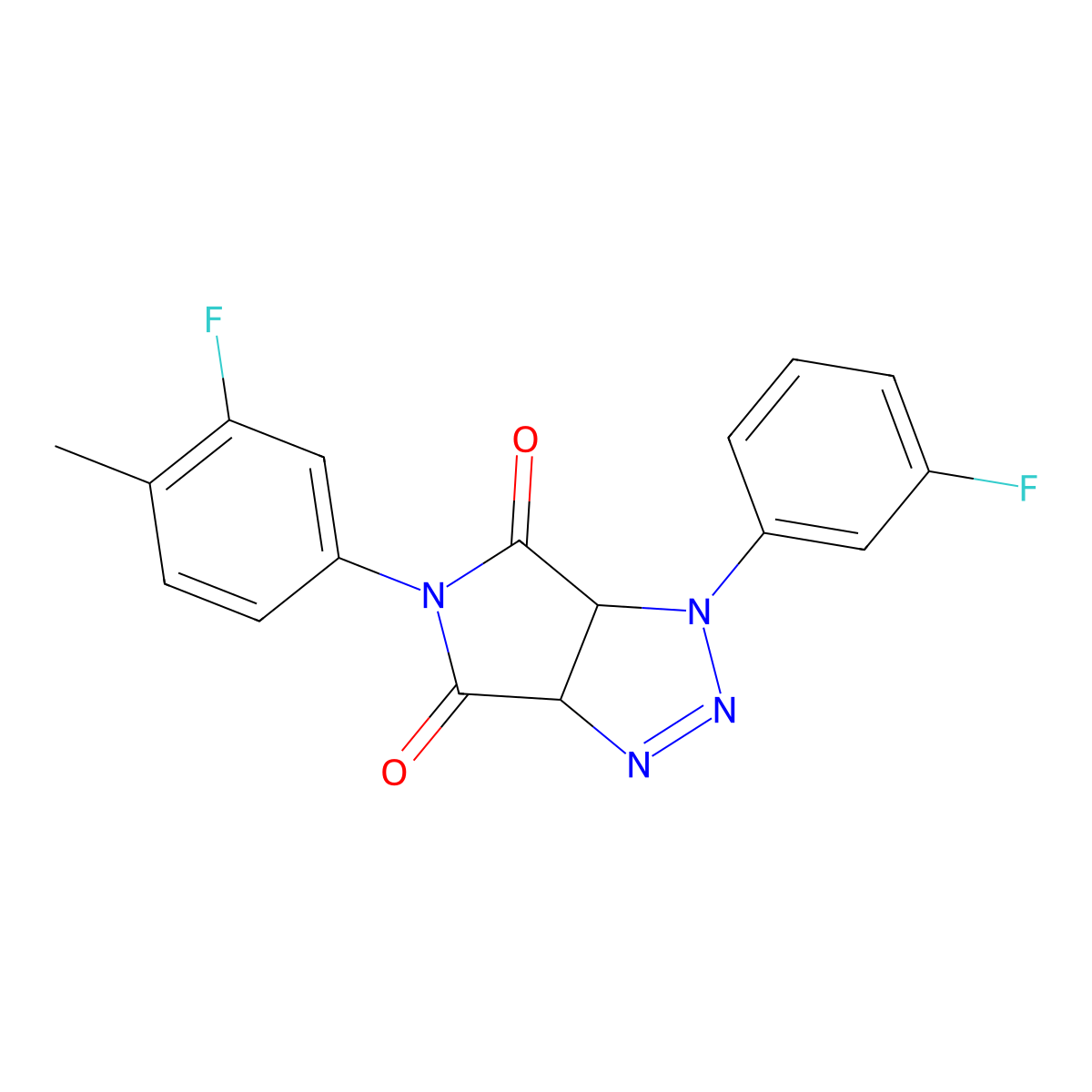 5-(3-fluoro-4-methylphenyl)-1-(3-fluorophenyl)-1H,3aH,4H,5H,6H,6aH-pyrrolo[3,4-d][1,2,3]triazole-4,6-dione molecular structure, CAS 1172935-29-3