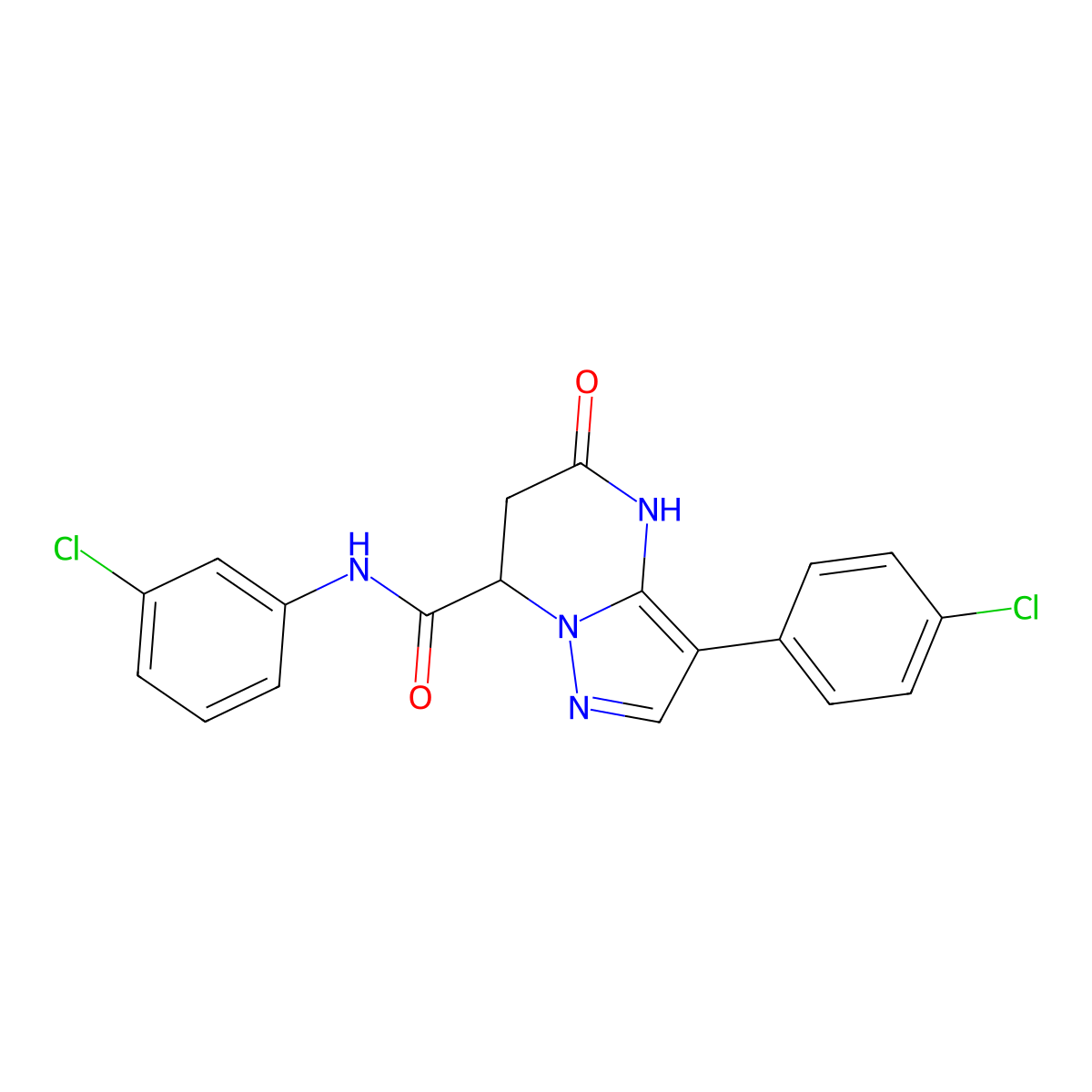 N-(3-chlorophenyl)-3-(4-chlorophenyl)-5-oxo-4,5,6,7-tetrahydropyrazolo[1,5-a]pyrimidine-7-carboxamide molecular structure, CAS 1172938-31-6