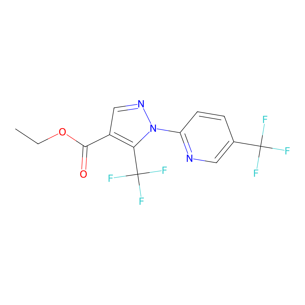 ethyl 5-(trifluoromethyl)-1-(5-(trifluoromethyl)pyridin-2-yl)-1H-pyrazole-4-carboxylate molecular structure, CAS 1172939-75-1