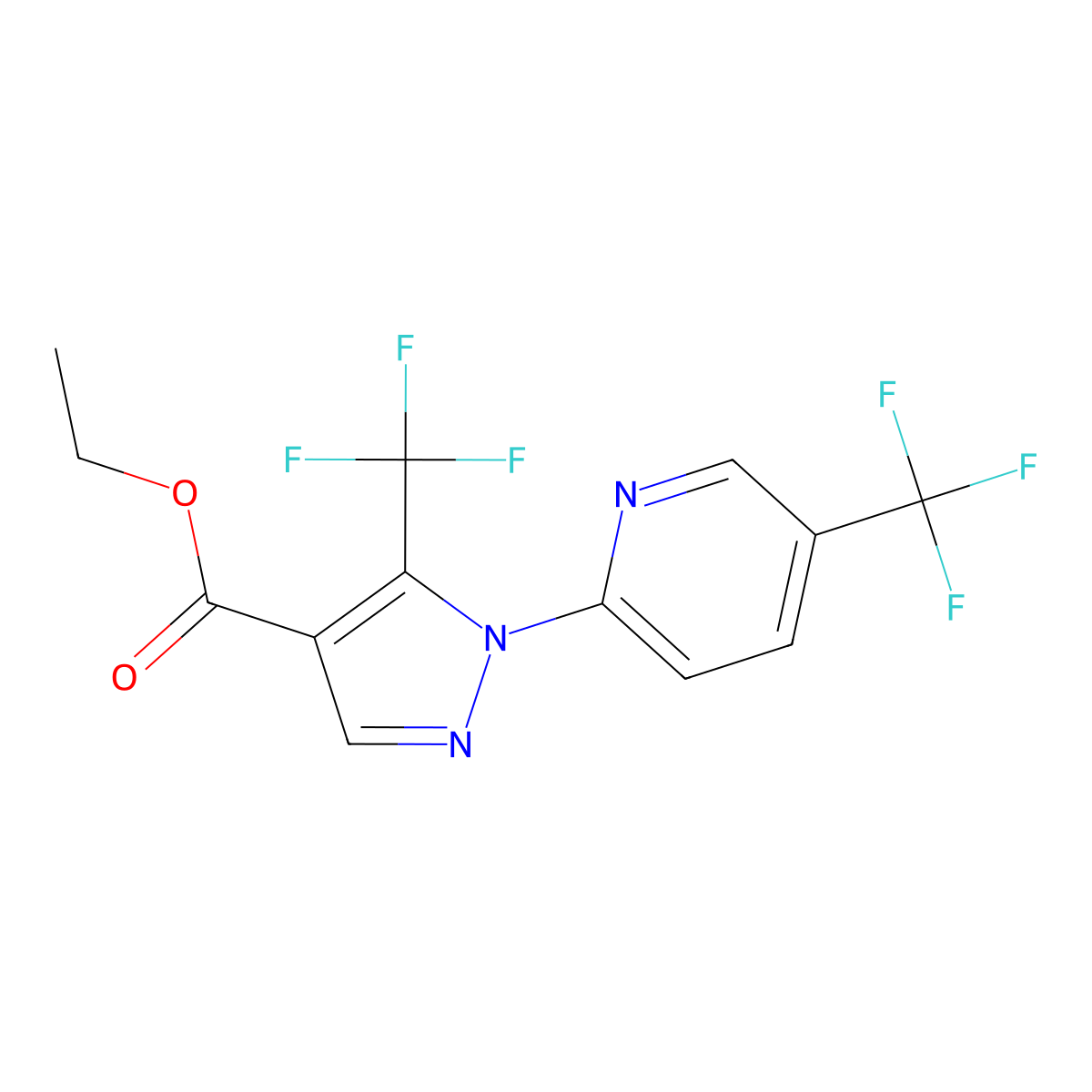 ethyl 5-(trifluoromethyl)-1-(5-(trifluoromethyl)pyridin-2-yl)-1H-pyrazole-4-carboxylate molecular structure, CAS 1172939-75-1